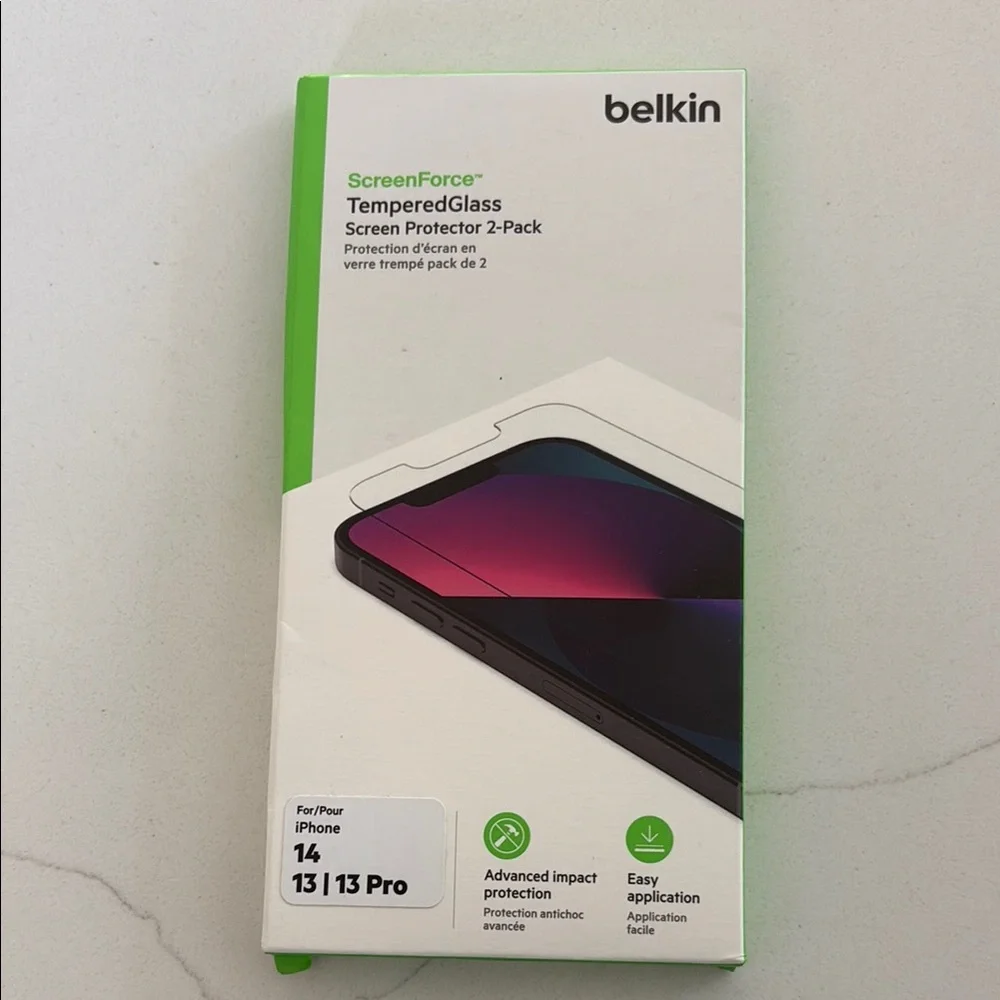 Belkin ScreenForce Tempered Glass 2-Pack for iPhone 13/14